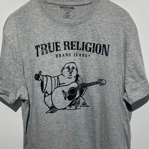 True Religion Women's Gray Loungewear Buddha Graphic Heritage T-Shirt Size Large